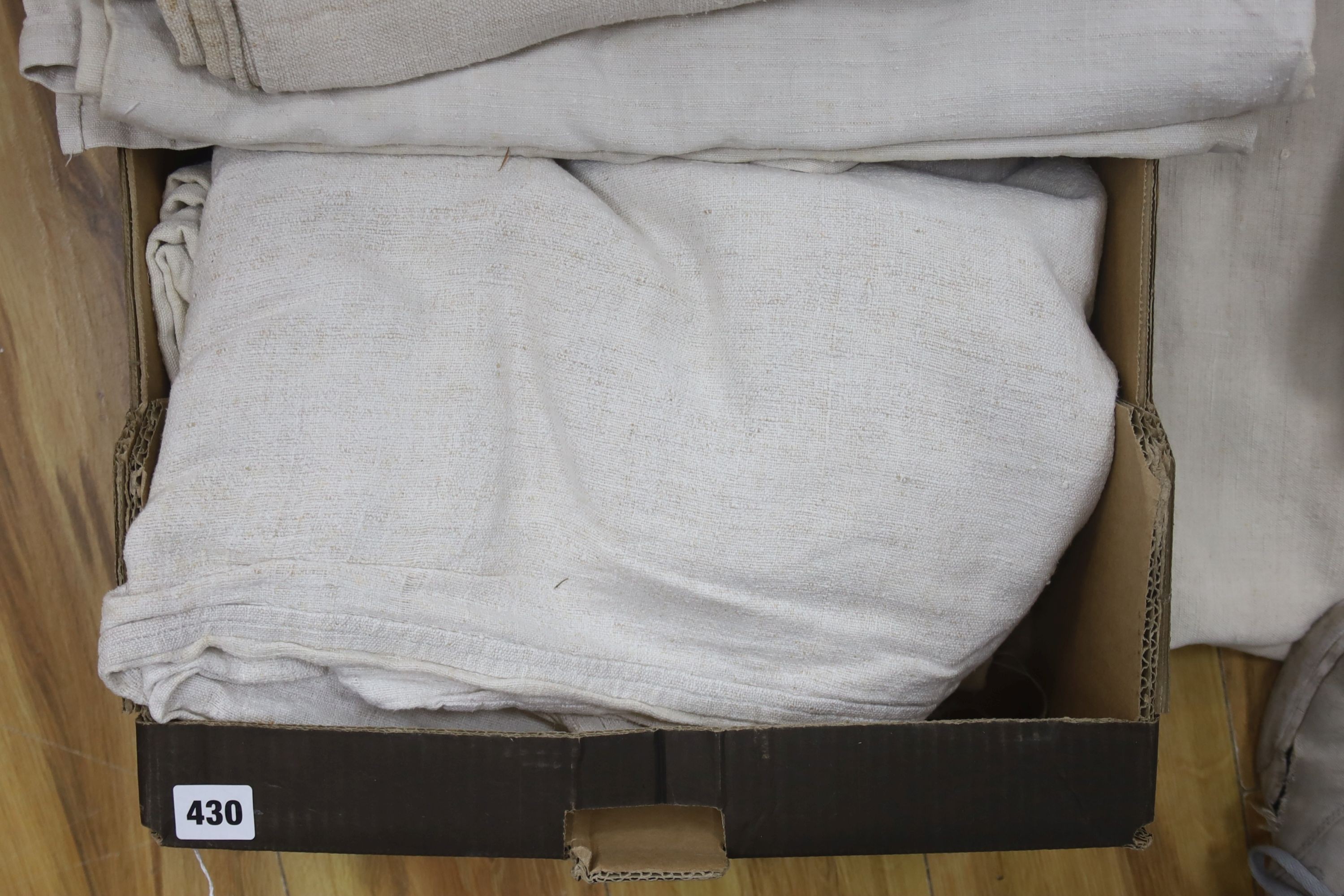 A collection of coarse French provincial linen sheets